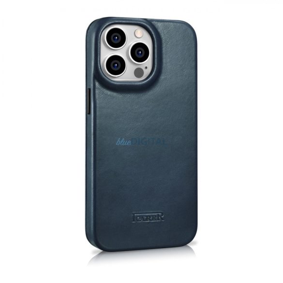 iCarer CE olajviasz prémium bőr fóliatok bőr tok iPhone 14 Pro Max Flip mágneses MagSafe kék (AKI14220708-BU)