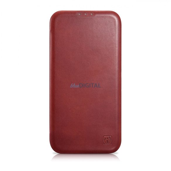iCarer CE olajviasz prémium bőr fóliatok bőr tok iPhone 14 Pro Max Flip mágneses MagSafe piros (AKI14220708-RD)