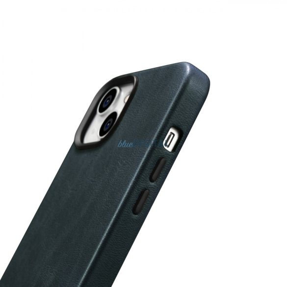 iCarer olajviasz prémium bőrtok iPhone 14 mágneses bőrtok MagSafe sötétkék (WMI14220701-BU)