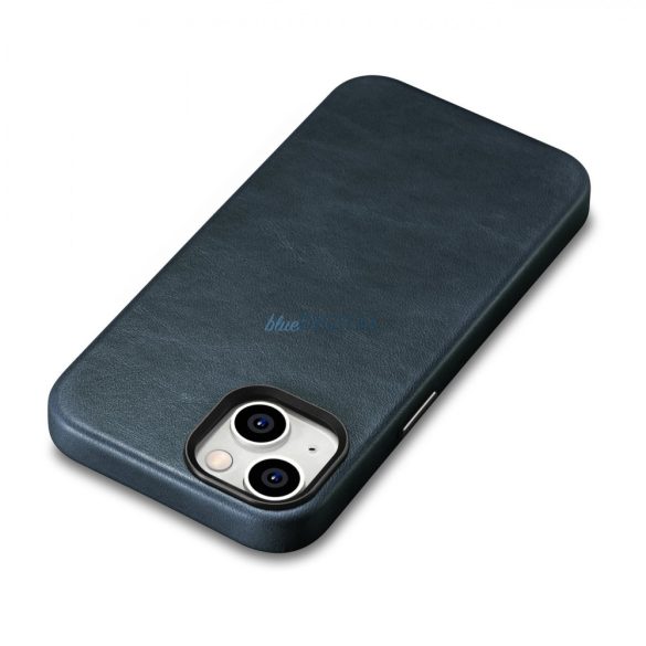 iCarer olajviasz prémium bőrtok iPhone 14 mágneses bőrtok MagSafe sötétkék (WMI14220701-BU)