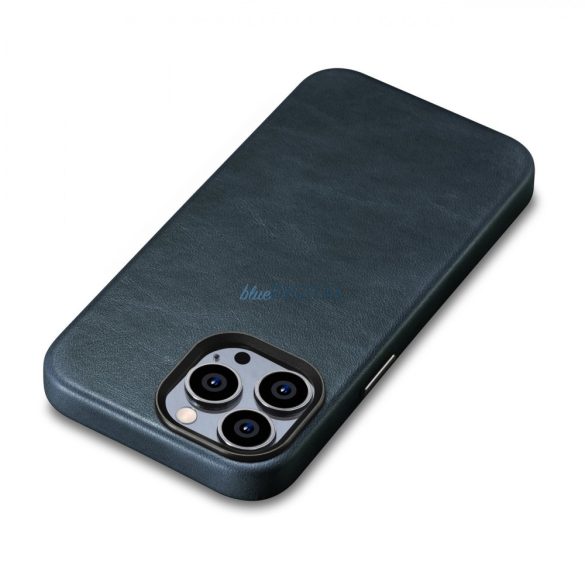 iCarer olajviasz prémium bőr tok iPhone 14 Pro mágneses bőr tok MagSafe sötétkék (WMI14220702-BU)