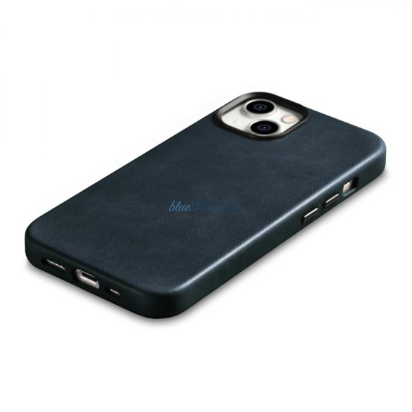 iCarer olajviasz prémium bőr tok iPhone 14 Plus mágneses bőr tok MagSafe sötétkék (WMI14220703-BU)