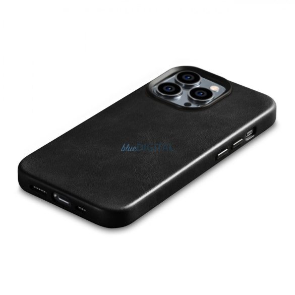 iCarer olajviasz prémium bőr tok bőr tok iPhone 14 Pro Max mágneses MagSafe fekete (WMI14220704-BK)