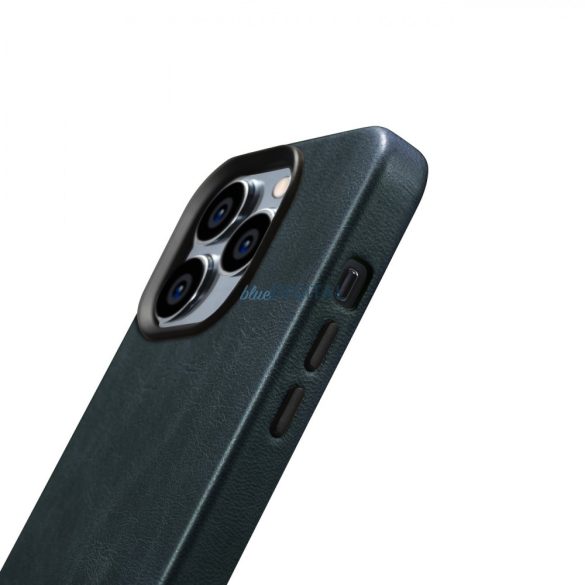 iCarer olajviasz prémium bőr tok iPhone 14 Pro Max mágneses bőr tok MagSafe sötétkék (WMI14220704-BU)