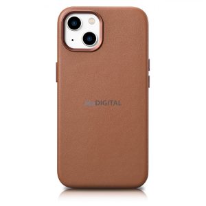 iCarer Case Leather valódi bőr tok iPhone 14 barna (WMI14220705-BN) (MagSafe kompatibilis)