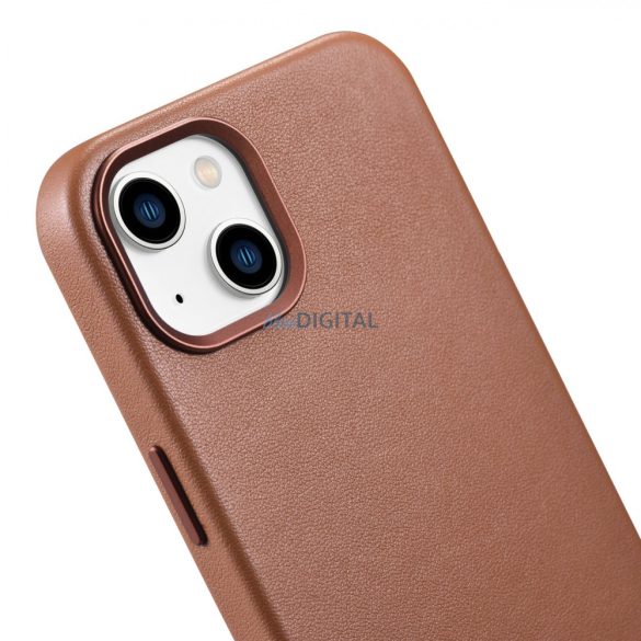 iCarer Case Leather valódi bőr tok iPhone 14 barna (WMI14220705-BN) (MagSafe kompatibilis)