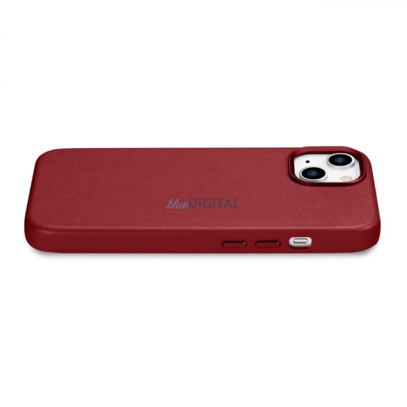 iCarer Case Leather valódi bőr tok iPhone 14 piros (WMI14220705-RD) (MagSafe kompatibilis)