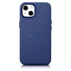   iCarer Case bőr valódi bőr tok iPhone 14 kék (WMI14220705-BU) (MagSafe kompatibilis)