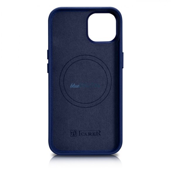 iCarer Case bőr valódi bőr tok iPhone 14 kék (WMI14220705-BU) (MagSafe kompatibilis)