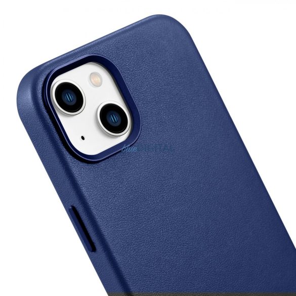 iCarer Case bőr valódi bőr tok iPhone 14 kék (WMI14220705-BU) (MagSafe kompatibilis)