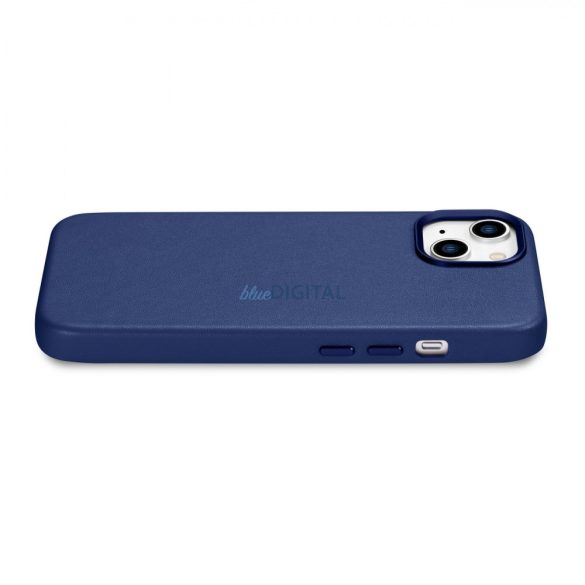 iCarer Case bőr valódi bőr tok iPhone 14 kék (WMI14220705-BU) (MagSafe kompatibilis)