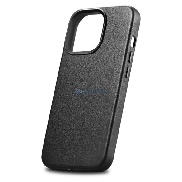iCarer Case bőr valódi bőr tok iPhone 14 Pro Max fekete (WMI14220708-BK) (MagSafe kompatibilis)