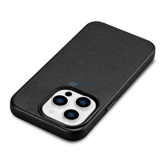 iCarer Case bőr valódi bőr tok iPhone 14 Pro Max fekete (WMI14220708-BK) (MagSafe kompatibilis)