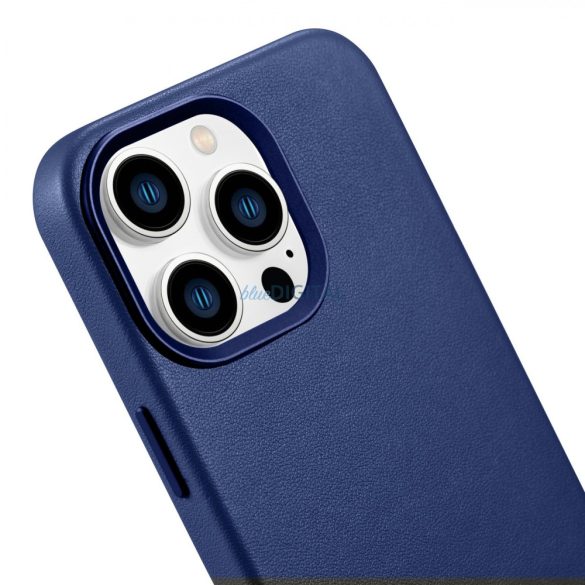 iCarer tok bőr valódi bőr tok iPhone 14 Pro Max kék (WMI14220708-BU) (MagSafe kompatibilis)