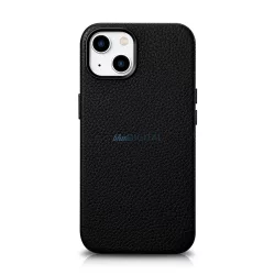   iCarer Litchi prémium bőr tok iPhone 14 mágneses bőr tok MagSafe fekete (WMI14220709-BK)