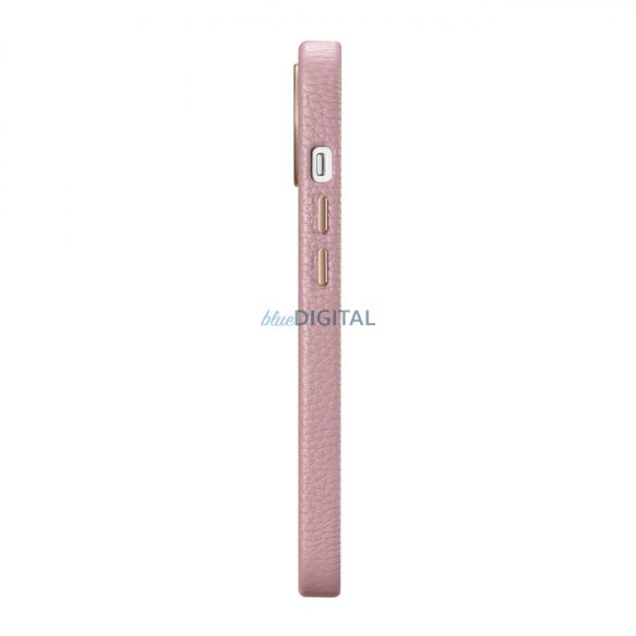 iCarer Litchi prémium bőr tok iPhone 14 mágneses bőr tok MagSafe rózsaszínnel (WMI14220709-PK)