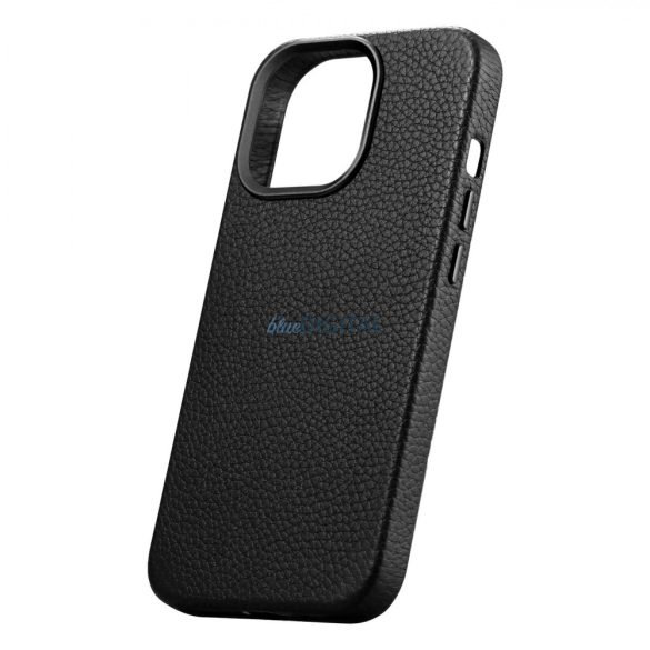 iCarer Litchi prémium bőr tok iPhone 14 Pro mágneses bőr tok MagSafe fekete (WMI14220710-BK)
