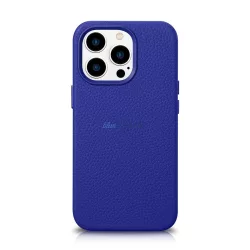   iCarer Litchi prémium bőr tok iPhone 14 Pro mágneses bőr tok MagSafe sötétkék (WMI14220710-DB)