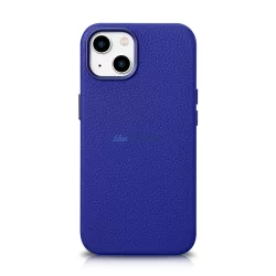   iCarer Litchi prémium bőr tok iPhone 14 Plus mágneses bőr tok MagSafe sötétkék (WMI14220711-DB)