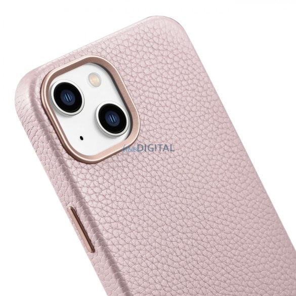 iCarer Litchi prémium bőr tok iPhone 14 Plus mágneses bőr tok MagSafe rózsaszínnel (WMI14220711-PK)