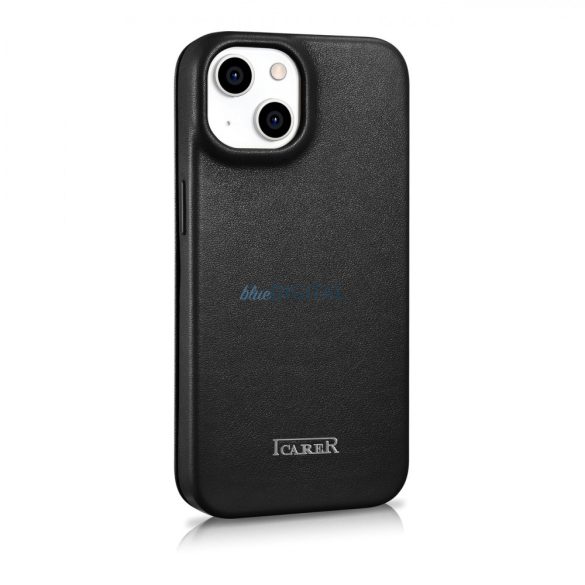 iCarer CE prémium bőr fóliatok iPhone 14 Flip mágneses MagSafe fekete (WMI14220713-BK)