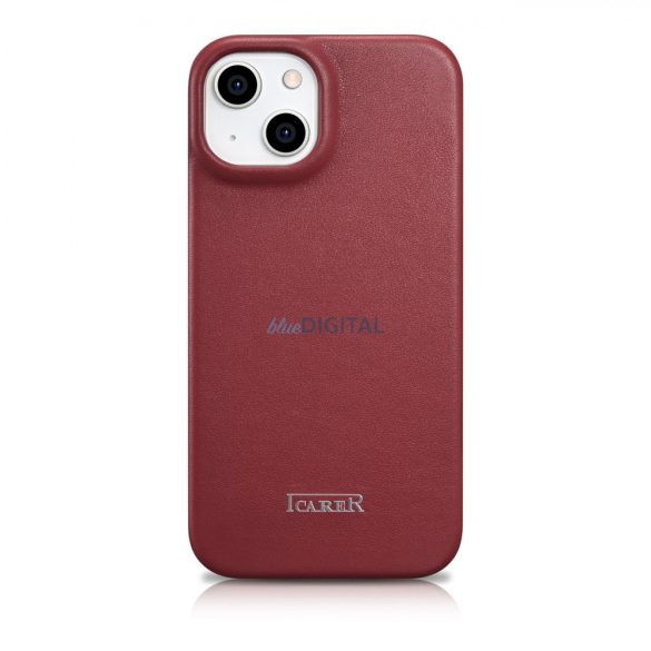 iCarer CE prémium bőr fóliatok iPhone 14 Flip mágneses MagSafe piros (WMI14220713-RD)