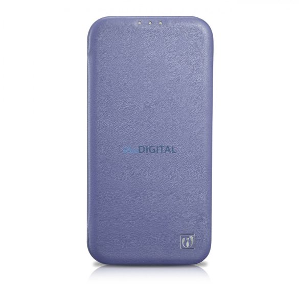 iCarer CE prémium bőr fóliatok iPhone 14 Flip mágneses MagSafe világos lila (WMI14220713-LP)