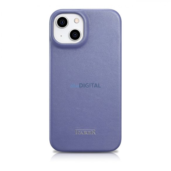 iCarer CE prémium bőr fóliatok iPhone 14 Flip mágneses MagSafe világos lila (WMI14220713-LP)