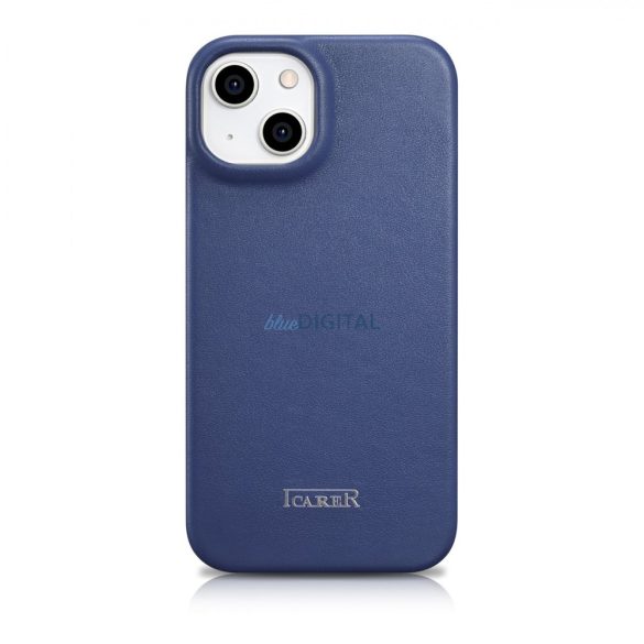 iCarer CE prémium bőr fóliatok iPhone 14 Flip mágneses MagSafe kék (WMI14220713-BU)