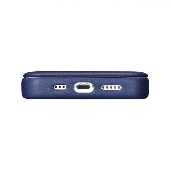 iCarer CE prémium bőr fóliatok iPhone 14 Flip mágneses MagSafe kék (WMI14220713-BU)