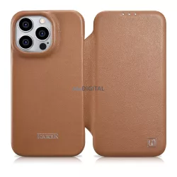   iCarer CE prémium bőr fóliatok iPhone 14 Pro Flip mágneses MagSafe barna (WMI14220714-BN)