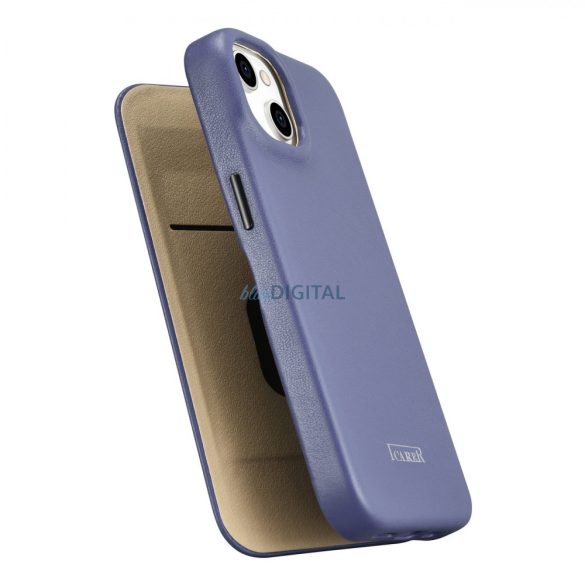iCarer CE prémium bőr fóliatok iPhone 14 Plus Flip mágneses MagSafe világos lila (WMI14220715-LP)