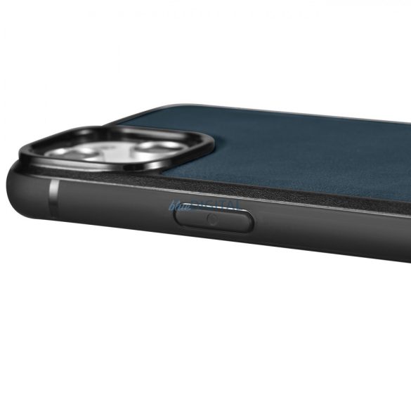 iCarer Leather Oil Wax tok valódi bőrrel iPhone 14 Plus készülékhez (MagSafe kompatibilis) kék (WMI14220719-BU)