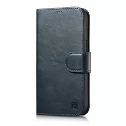   iCarer olajviasz tárca tok 2in1 tok iPhone 14 Flip bőr tok Anti-RFID kék (WMI14220721-BU)