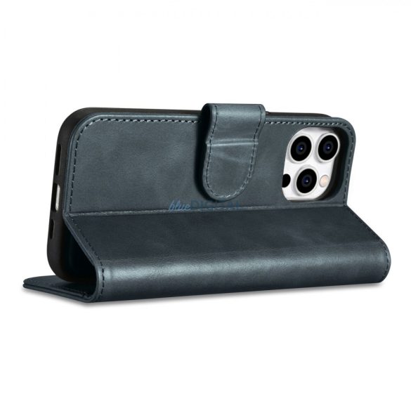 iCarer Oil Wax Wallet Case 2in1 iPhone 14 Pro Flip bőr tok Anti-RFID kék (WMI14220722-BU)