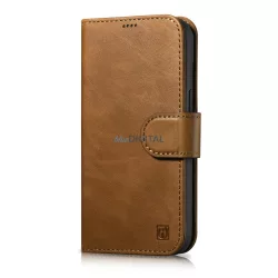   iCarer Oil Wax Wallet Case 2in1 iPhone 14 Pro Max Flip bőr tok Anti-RFID barna (WMI14220724-TN)