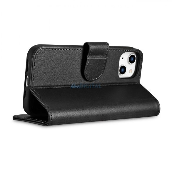iCarer pénztárca tok 2in1 iPhone 14 Flip bőr Anti-RFID fekete (WMI14220725-BK)