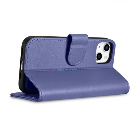 iCarer tárca tok 2in1 iPhone 14 Flip bőr tok Anti-RFID világos lila (WMI14220725-LP)
