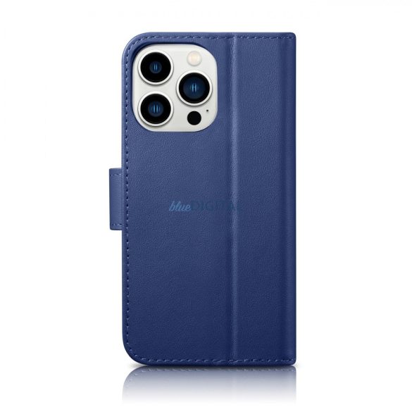 iCarer tárca tok 2in1 iPhone 14 Pro Flip bőr tok Anti-RFID kék (WMI14220726-BU)