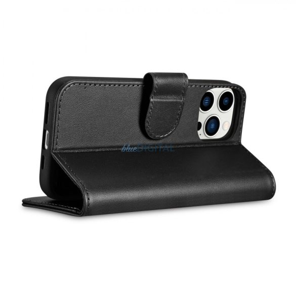 iCarer Wallet Case 2in1 iPhone 14 Pro Max bőr Flip Cover Anti-RFID fekete (WMI14220728-BK)