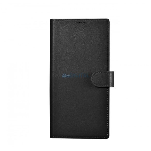 iCarer Wallet Case Samsung Galaxy S23 Ultra bőr tok pénztárcával fekete