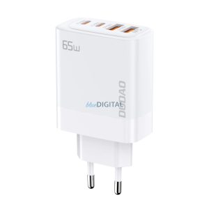 Dudao A65EU hálózati töltő 2xUSB-A és 2xUSB-C csatlakozással GaN 65W - fehér