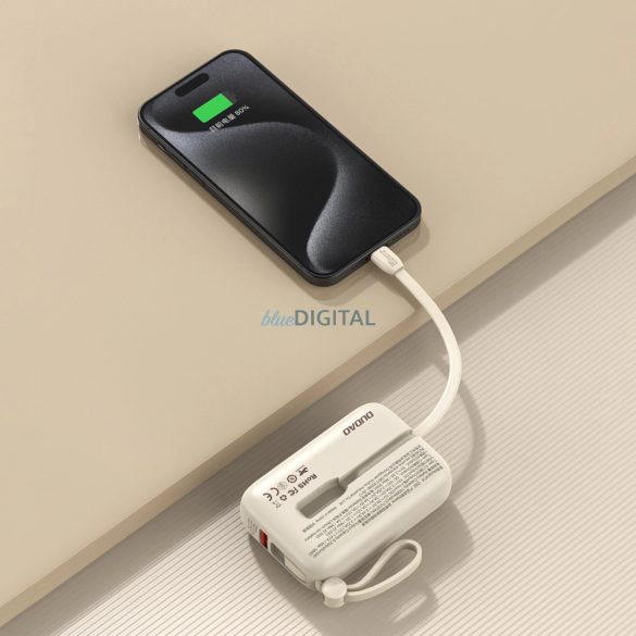 Dudao K-14 powerbank rögzített Lightning és Type-C kábellel 10000mAh - bézs színű