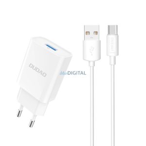 Dudao A4EU hálózati töltő 1xUSB-A csatlakozással és USB-A - Type-C kábellel 2.1A - fehér