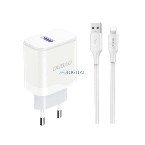Dudao A20EU hálózati töltő 1xUSB-A csatlakozással és USB-A - Lightning kábellel 18W fehér