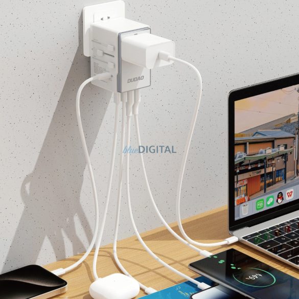 Dudao A35Pro 35W EU/UK/AUS/US/JP utazó adapter 3x USB-C 2x USB-A - fehér