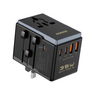 Dudao A35Pro 35W EU/UK/AUS/US/JP utazó adapter 3x USB-C 2x USB-A - fekete