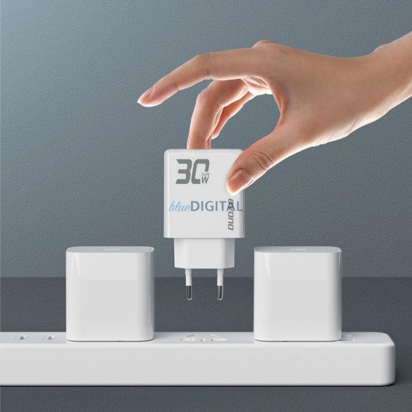 Dudao A30EU hálózati töltő 1xUSB-A és 1xUSB-C csatlakozással 30W - fehér