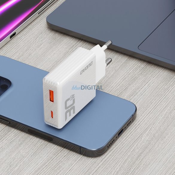 Dudao A30EU hálózati töltő 1xUSB-A és 1xUSB-C csatlakozással 30W - fehér