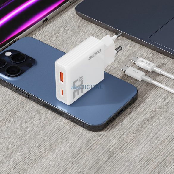 Dudao A30EUT hálózati töltő 1xUSB-A és 1xUSB-C csatlakozással és Type-C - Type-C kábellel 30W - fehér